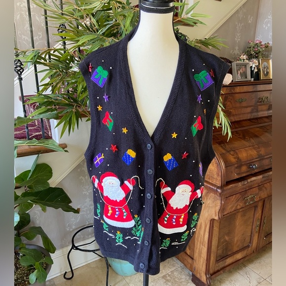 Vintage Bobbie Brooks Festive Christmas Sweater Vest Size 18W/20W Embroidered - Picture 11 of 14